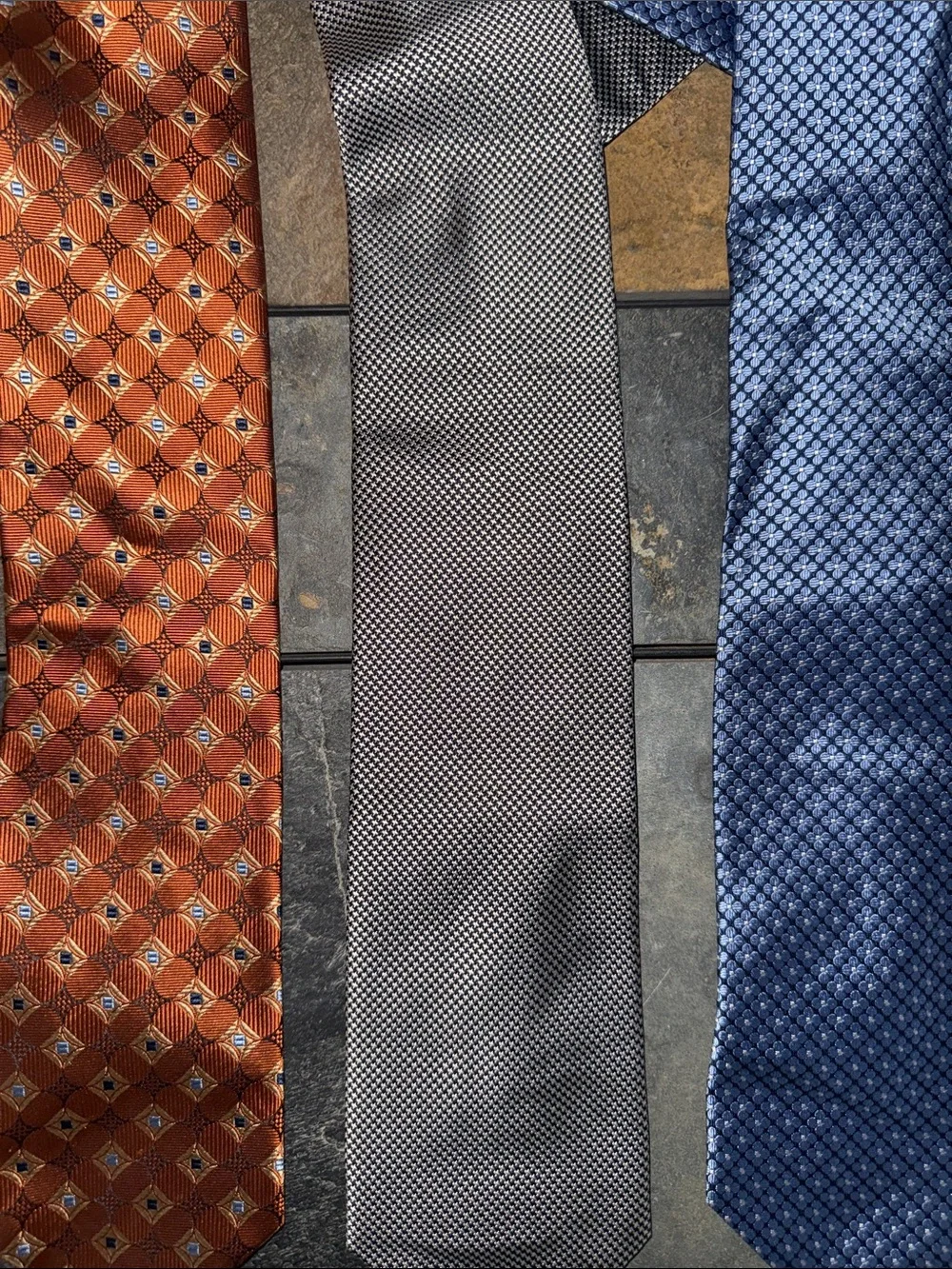 Jos A Bank Executive Collection Silk Tie Bundle Rust Silver Blue Geometric 3pc